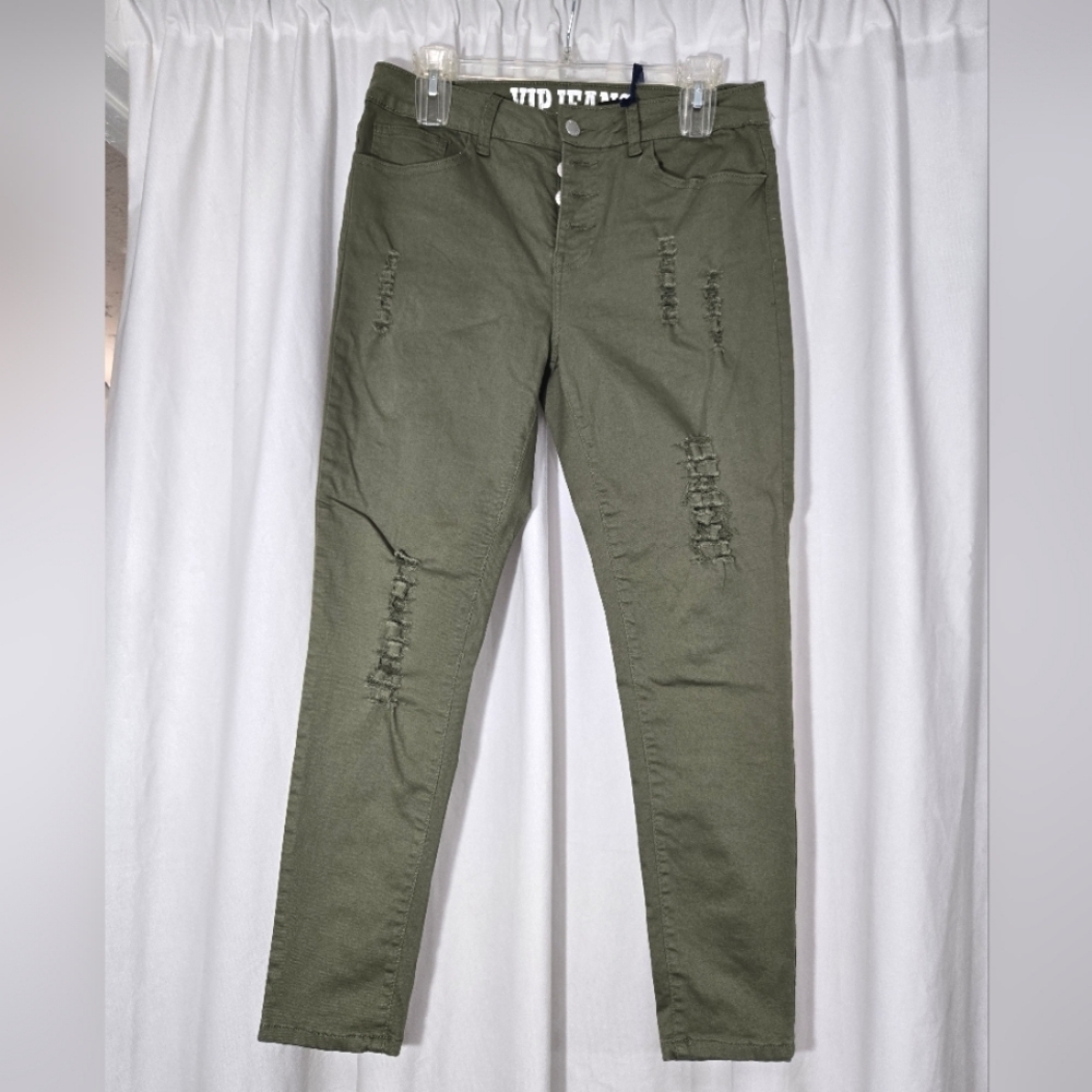 Green VIP jeans distressed NWT size 11/12 Button Up Fly